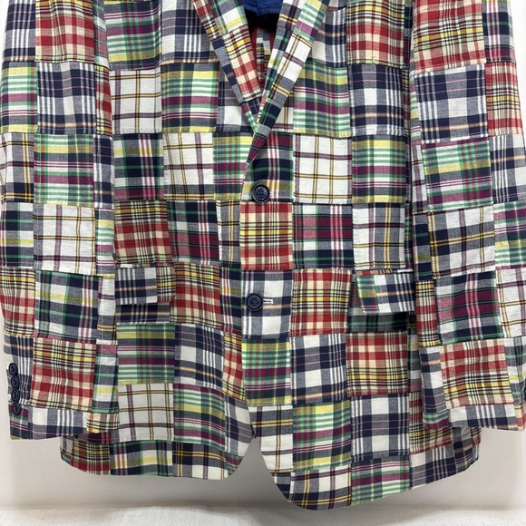 Nautica Mens Madras Patchwork  Brielle Blazer Jacket Size 44L Cotton Preppy - Picture 4 of 13